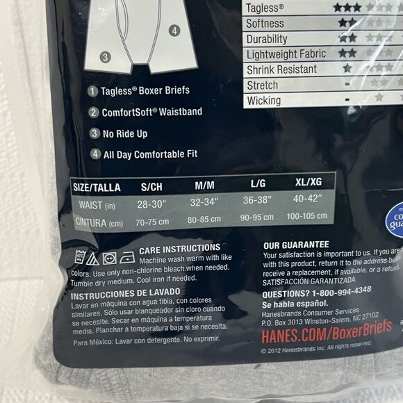 HANES 4 Pack Tagless Underwear Men's M Black Gray Comfort Waistband No Ride Up - Picture 15 of 16